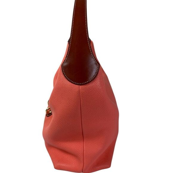 Dooney & Bourke hobo bag Tangerine cream colored Pebble Leather Logo - Picture 6 of 10